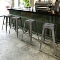 thumbnail image 6 of BizChair Commercial Grade 4 Pack 30" High Backless Distressed Silver Gray Metal Indoor-Outdoor Barstool, 6 of 13
