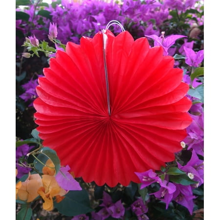 Quasimoon 12 Red Tissue Paper Flower Rosette Fan Decoration 6