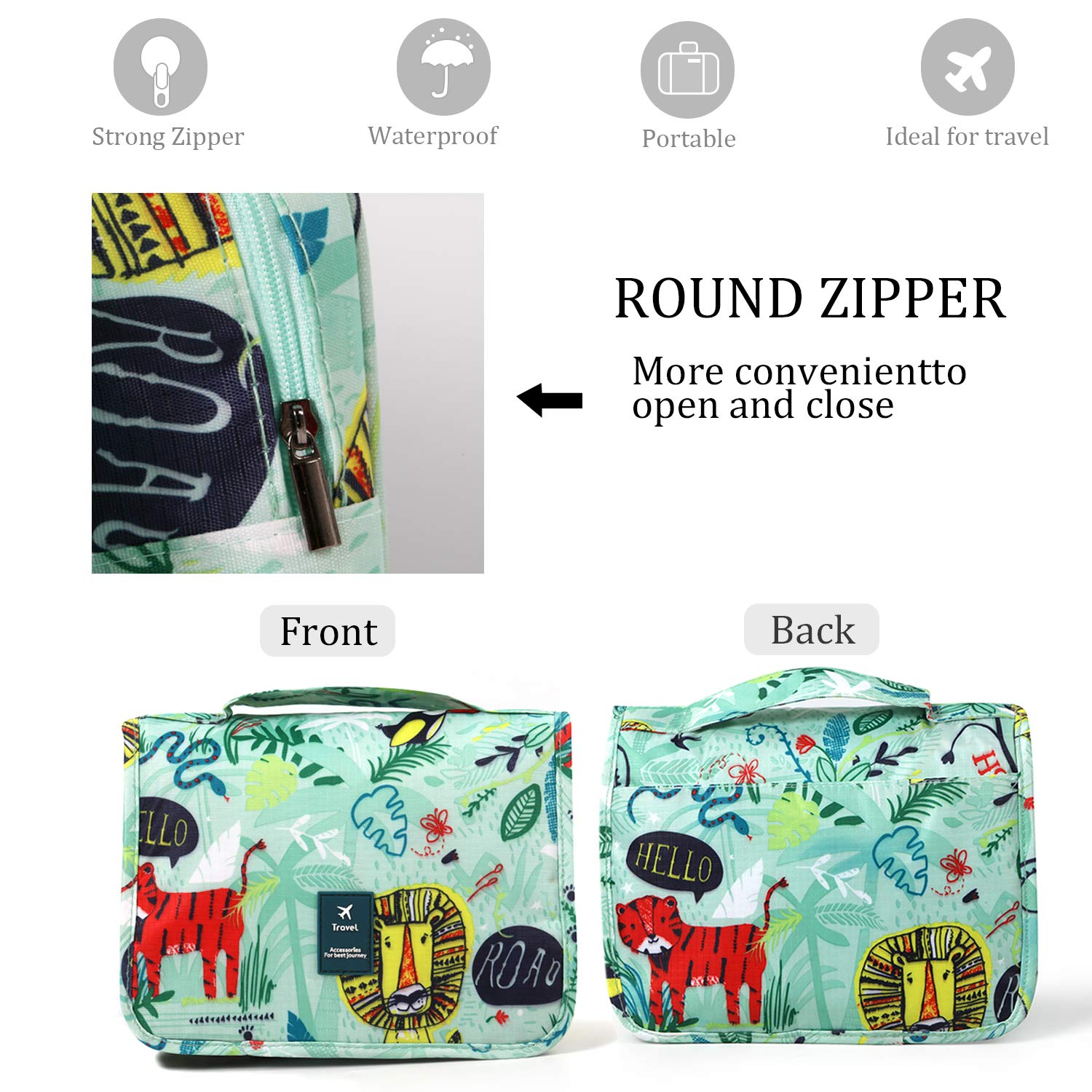 Large Hanging Toiletry Bag - Portable Waterproof Makeup Organizer Travel Cosmetic Bag