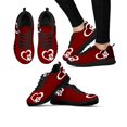 thumbnail image 1 of Chaussures Plates Dégradées Rouges pour Femmes Imprimé Patte Cœur Chaussures de Course Jogging Printemps/automne Espadrilles Décontractées, 1 of 5