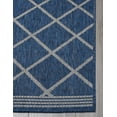 thumbnail image 4 of FH Home Flat Woven Outdoor Rug - Waterproof, Easy to Clean, Stain Resistant - Premium Polypropylene Yarn - Moroccan Geometric Lattice - Patio, Porch, Deck, Balcony - Tunis - Blue - 5ft 4in x 7ft 6in, 4 of 5
