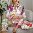 thumbnail image 6 of Kdxio Butterflies and Vintage Women's Pajama Sets Long Sleeve Button Down Sleepwear Nightwear Soft Pjs Lounge Sets-Medium, 6 of 7