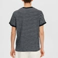 thumbnail image 5 of Momasggi Striped T Shirts for Men Henley Shirt Summer Short Sleeve Button Crew Neck Tshirts Dressy Casual Business Work Tops Dark Gray M, 5 of 8