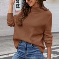 thumbnail image 4 of Fall Sweater for Women Turtleneck Knit Ribbed Sweater Tops Solid Color Long Sleeve Trendy Casual Comfy Winter Pullover, 4 of 5