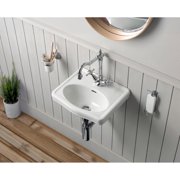 Whitehaus 15 Rectangular Wall Mount Basin with Integrated Oval Bowl, Low-Rise Backsplash, Single Faucet Drilling and Overflow