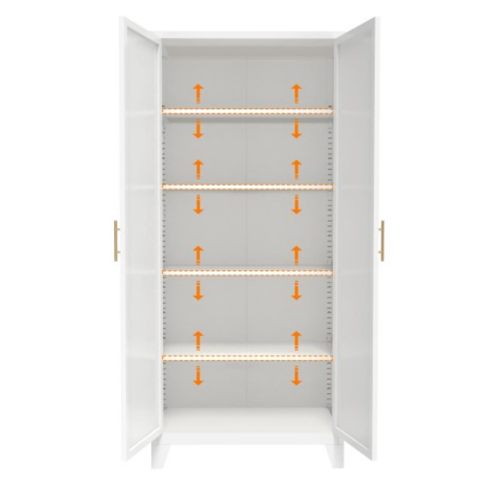 71" Metal Storage Cabinet with Lock, Adjustable Shelves & 2 Doors, Tall Steel Cabinet for Kitchen, Bedroom, Office, White