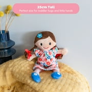 Tiger Tribe: Matilda Rag Doll - 10/ 25cm - Brown Hair & Flower Dress, Soft Snuggly Velboa Fabric, Super Cuddly Ideal For Newborn, Babies & Toddlers