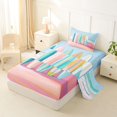 thumbnail image 2 of jejeloiu Soft Pastel Surfboard Twin Sheets For Girls,Beach Wave Print Bedding,Pink Blue,3pcs,1 Fitted Sheet and 1 Pillowcase, 2 of 6