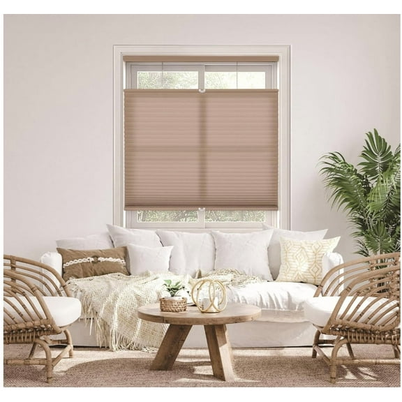 DEZ FURNISHINGS Cordless 1.5" Light Filtering Top Down Bottom Up Cellular Shade, 21" W x 60" H, Latte