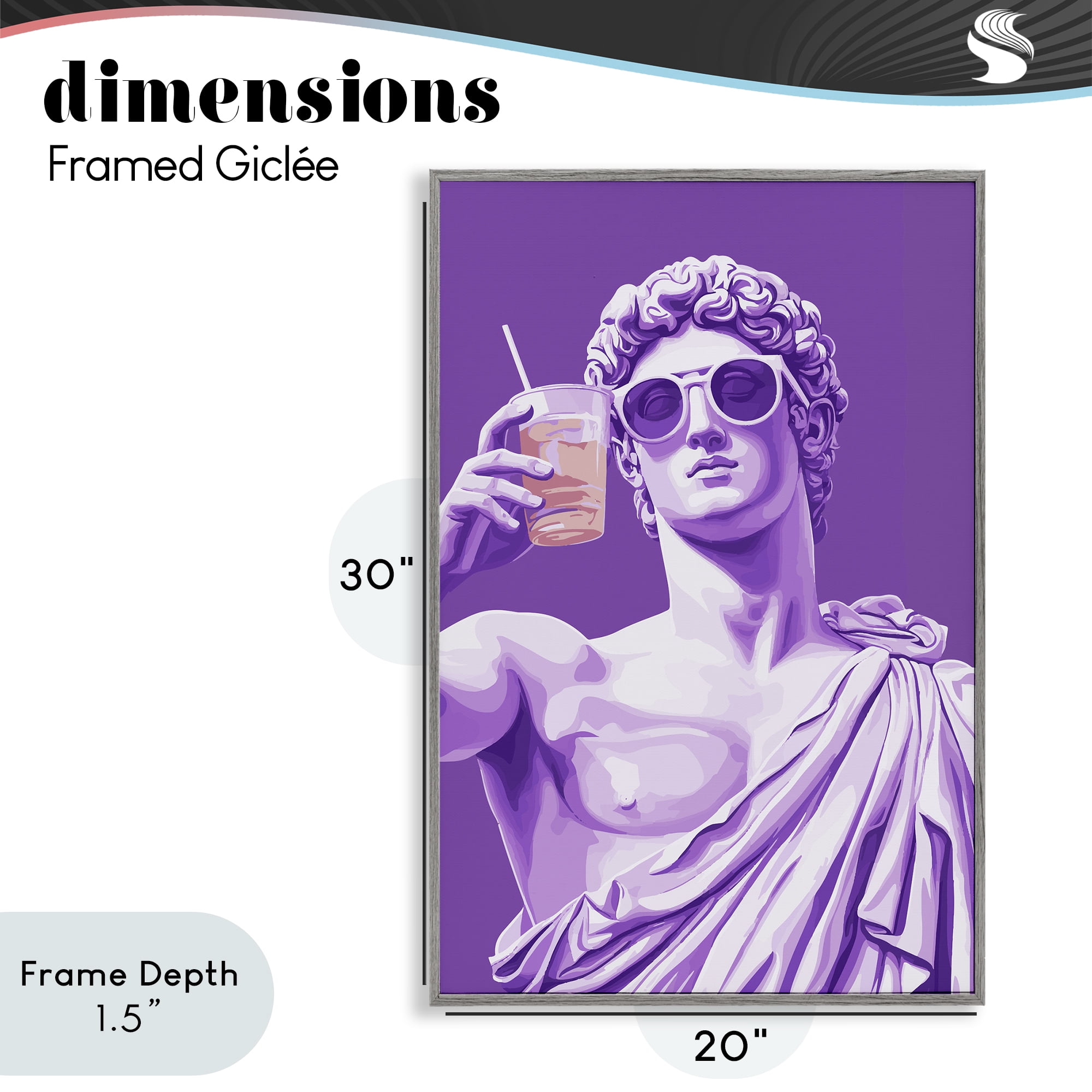 Stupell Industries Greek Statue Cheers Gray Framed Giclee Art, design by Andreas Magnusson