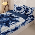 thumbnail image 3 of Erosebridal Classic Spiral Navy Tie Dye Zipper Queen Comforter Set with Fitted Sheet and 2 Pillowcases,Blue White Retro Hippie Zipper Bedding Set For Adults,Navy Blue Reversible,4pcs, 3 of 7