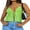 Green, variant on Women Halterneck Crop Tops Summer Bandage Open Front Sleeveless Tops Tie-up Split Camisoles Streetwear