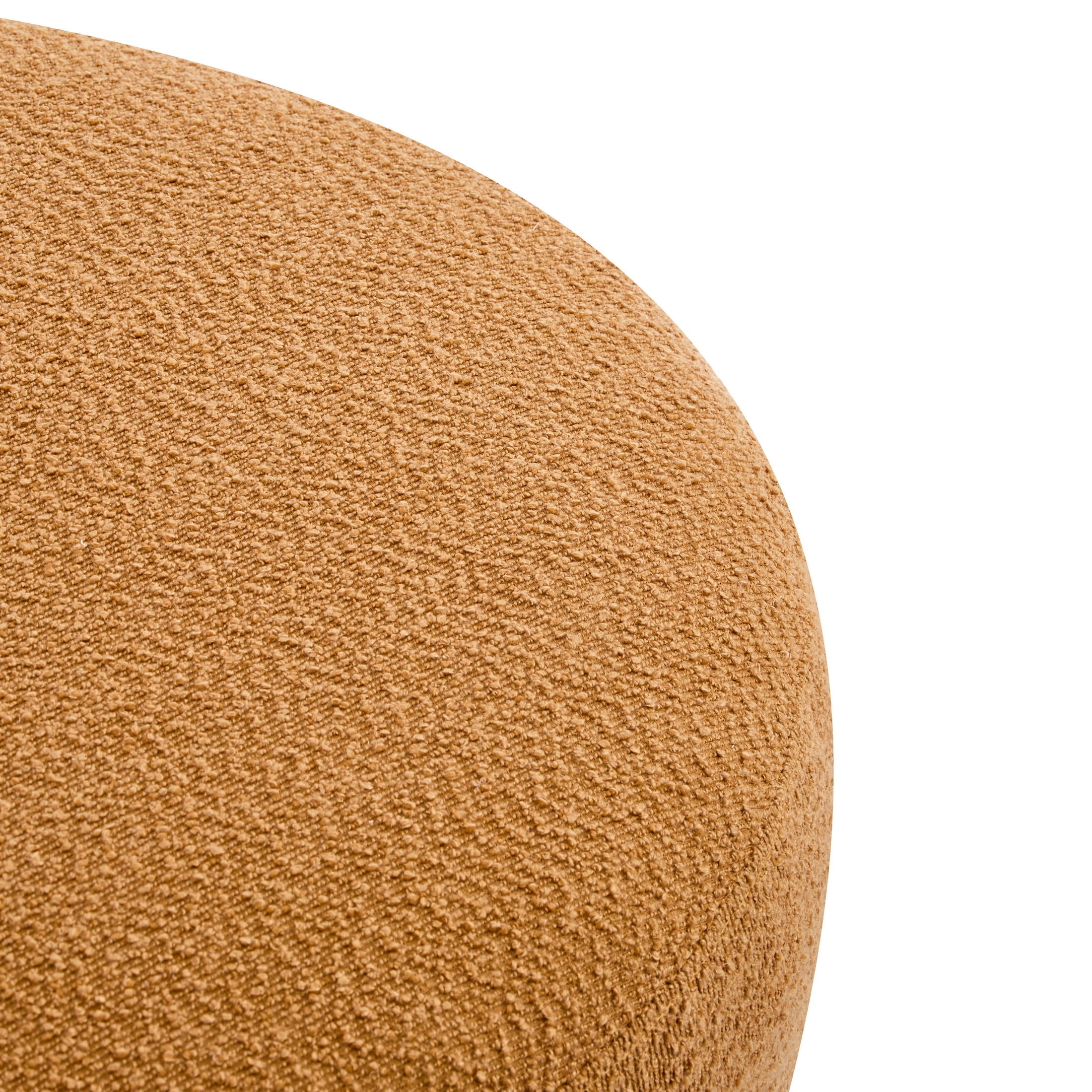 Christopher Knight Home 31.5" Modish Round Ottoman with Pumpkin Orange Boucle Top and Natural Wood Splayed Legs