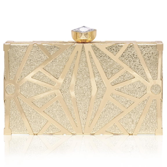 Milisente Women's Metallic Gold PU Leather Clutch Bag, Bridal Evening Purse for Wedding Formal Occasions(gold)