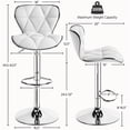 thumbnail image 5 of Yaheetech 2pcs Adjustable PU Leather Bar Stools, White, 5 of 7