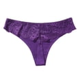 thumbnail image 2 of Lace Thong Panties for Women Low Waist Hollow Out Through Design, M, Purple, 2 of 3