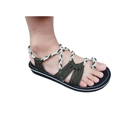 

Woobling Bohemian Flat Flip Flops Bandages Beach Shoes Summer Casual Sandals Womens US