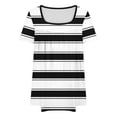 thumbnail image 5 of Frostluinai Womens Plus Size Tops Tunic Short Sleeve Square Neck Shirts Casual Striped Tshirts Summer Pleated Tees Color Block Soft Blouse 1X-5X, 5 of 5