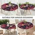 thumbnail image 7 of Tablecloth Botanical Garden Print Floral Watercolor Pattern Waterproof Round Cover with Elastic Edges and Backing, 7 of 7