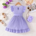 thumbnail image 4 of mgoYE Easter Little Girl Dress Girls Summer Dresses Cute Ruffle Sleeve Flowy Dress(Light Purple,7-8 Years), 4 of 9