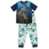 Jurassic World Pajamas for Boys, 2-Piece Polyester, Turquoise, Size 8