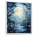 thumbnail image 2 of Designart "Blue White Tree Moonlit form I" Landscape Trees Floater Framed Wall Art Living Room, 2 of 7