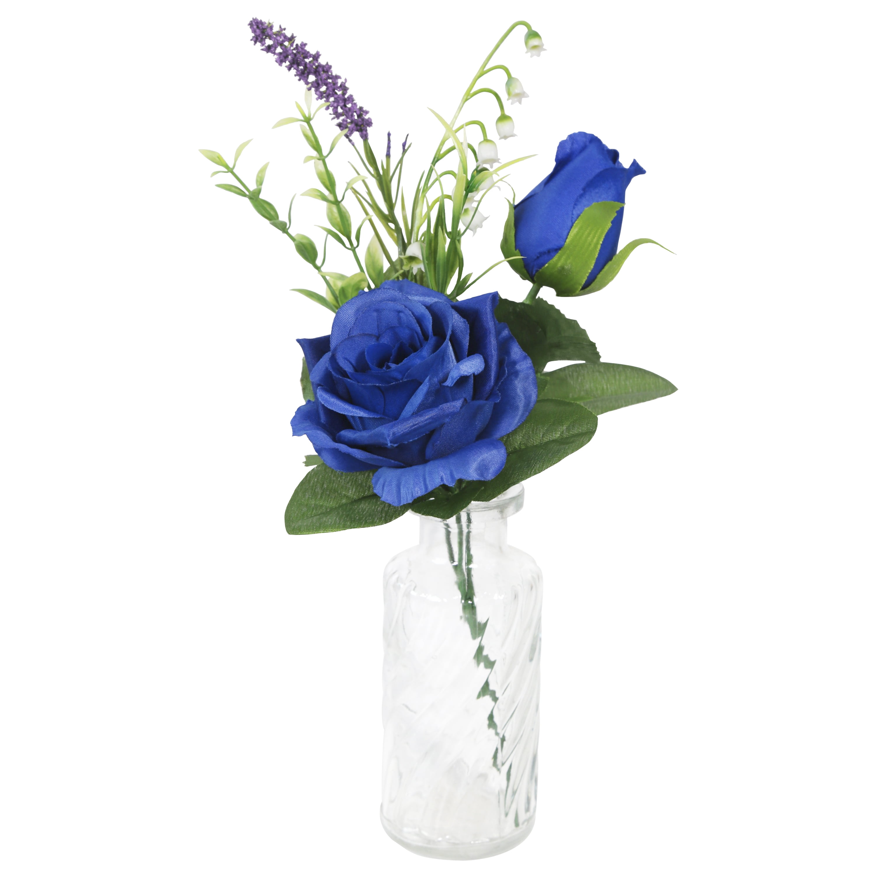 12-inch Artificial Silk Blue Roses Mixed Flower Pick, for Indoor Use, by Mainstays
