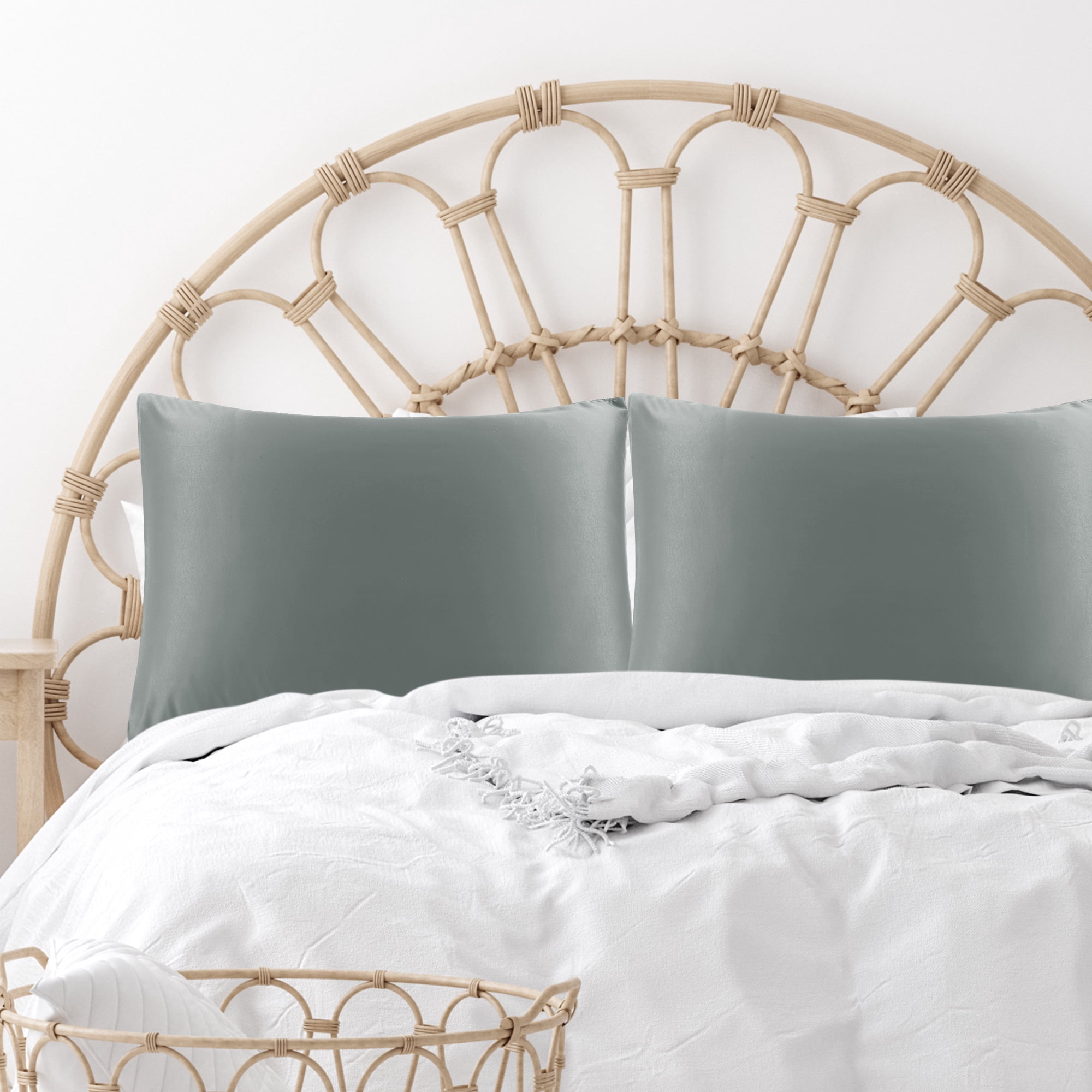 Unique Bargains 4 Pack Satin Pillowcases for Hair and Skin, Grey Queen