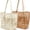 Beige Khaki, variant on Beach Nylon Mesh Tote Bag, Casual Tote Bag Women Foldable Max 23L Shoulder Bag, Sandproof Woven Shoulder Handbag, for Beach Picnic Vacation, Black