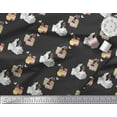 thumbnail image 3 of Soimoi Black Cotton Voile Fabric Peanut Butter & Milk Bottle Kitchen Printed Fabric 1 Yard 42 Inch Wide, 3 of 3