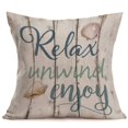 thumbnail image 1 of Smilyard Retro Wood Grain Throw Pillow Covers Quote Relax Unwind Enjoy Decorative Pillow Case Cotton Linen Shell Pattern Pillow Covers Decor Coastal Country for Home Sofa 18x18 Inch (WQ 05), 1 of 4