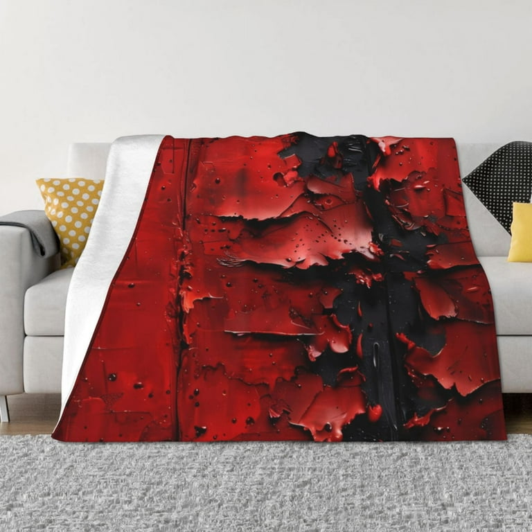 Abstract Red Textured Canvas Throw Blanket for Couch Super Soft Fuzzy Comfy Warm Throw Blanket Lightweight Cozy Plush Flannel Blanket Throws for Sofa and Bed All Season Walmart