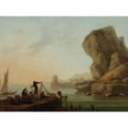 thumbnail image 2 of Jean-Baptiste Pillement 18x14 Gold Ornate Wood Frame and Double Matted Museum Art Print Titled - Fishermen Pulling Nets at the Seaside (1769), 2 of 4