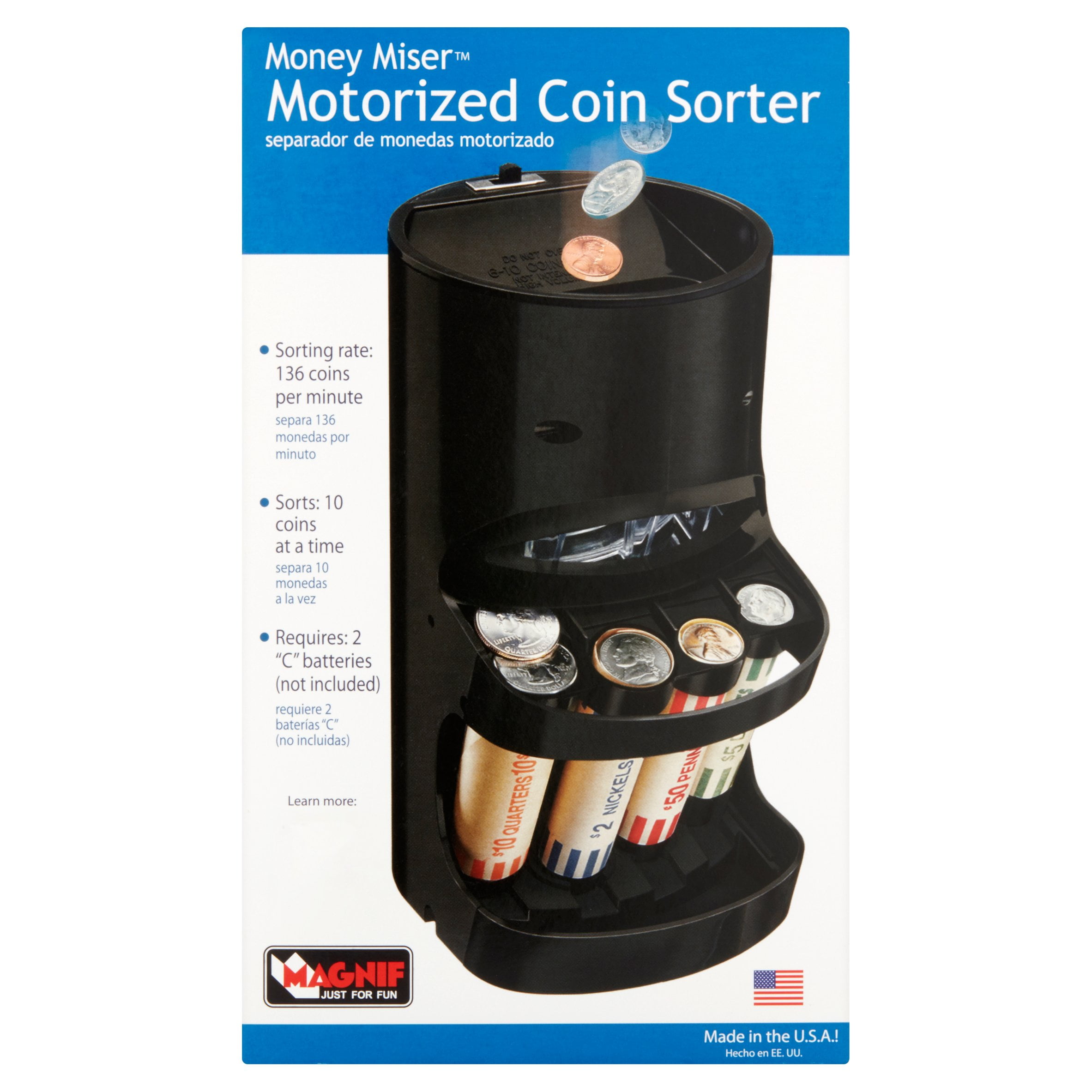 Motorized Coin Sorter Money Counter Machine Change Count Stack Wrapper