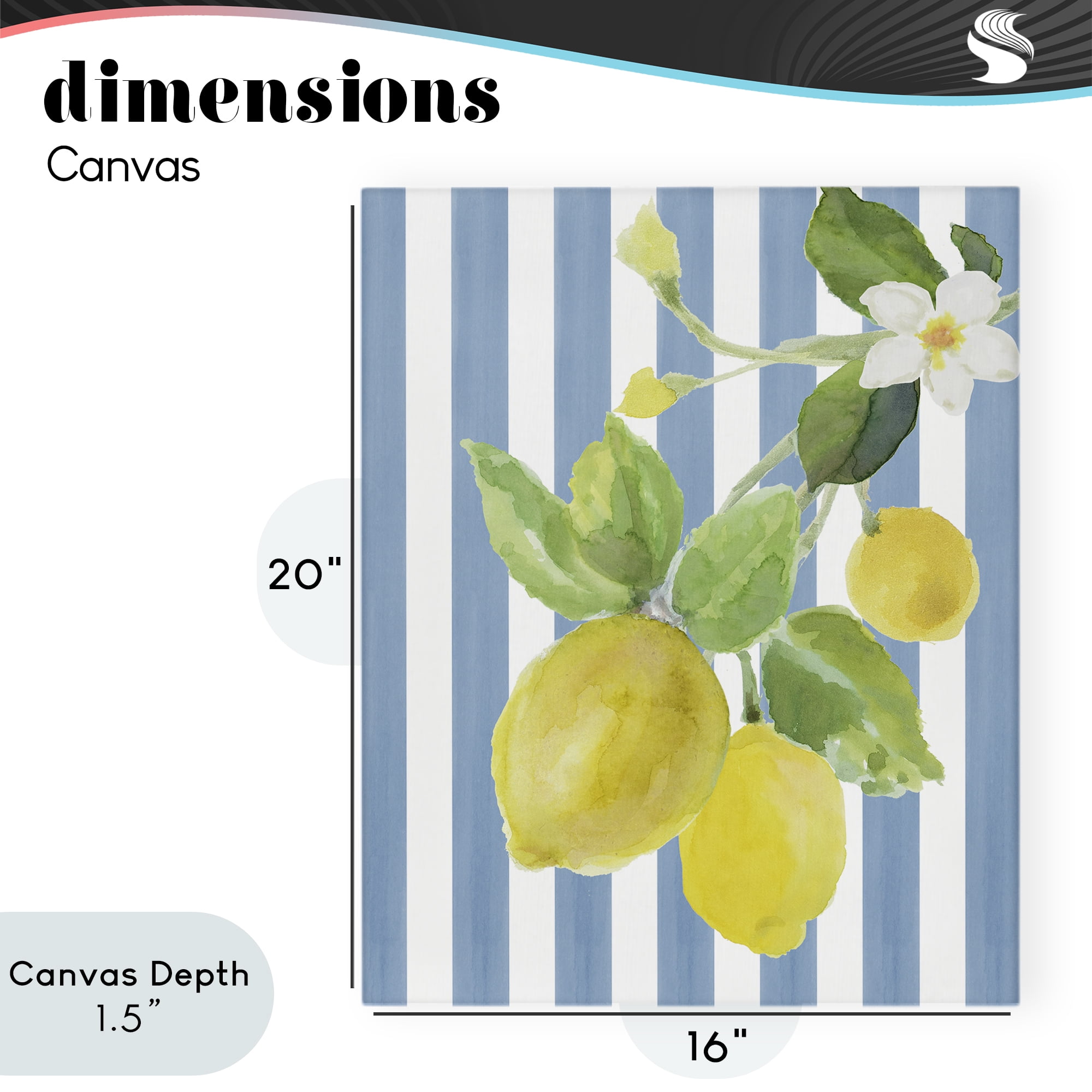 Stupell Industries Lemon Blossom on Blue Stripes Canvas Wall Art, design by Lanie Loreth