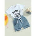 thumbnail image 3 of Bagilaanoe 2pcs Newborn Baby Boy Short Pants Set Short Sleeve Letter Print T Shirt Tops + Shorts 3M 6M 12M 18M 24M Infant Casual Summer Outfits, 3 of 7