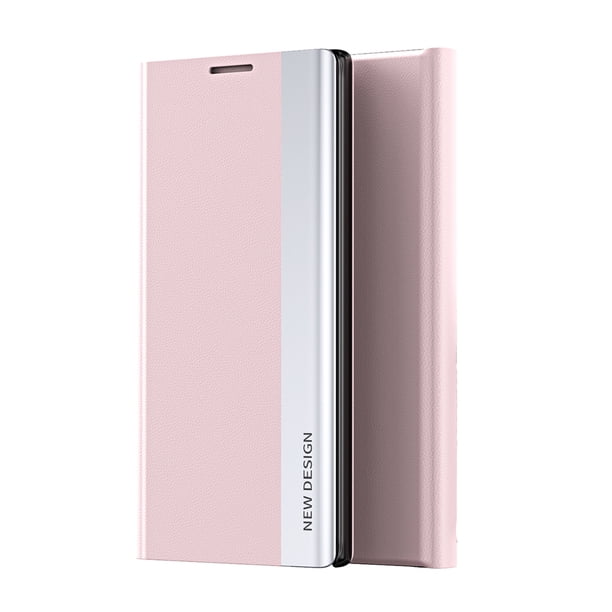 Pink Electroplating Bracket Mobile Phone Case Flip Type Fourth Generation Magnetic Side Window Leather Case, Phone Case For Samsung Galaxy S22/S21, Galaxy A71 4G, Galaxy S22 Plus, Galaxy A53 5G