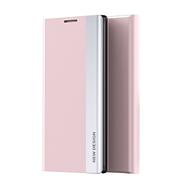 Pink Electroplating Bracket Mobile Phone Case Flip Type Fourth Generation Magnetic Side Window Leather Case, Phone Case For Samsung Galaxy S22/S21, Galaxy A71 4G, Galaxy S22 Plus, Galaxy A53 5G