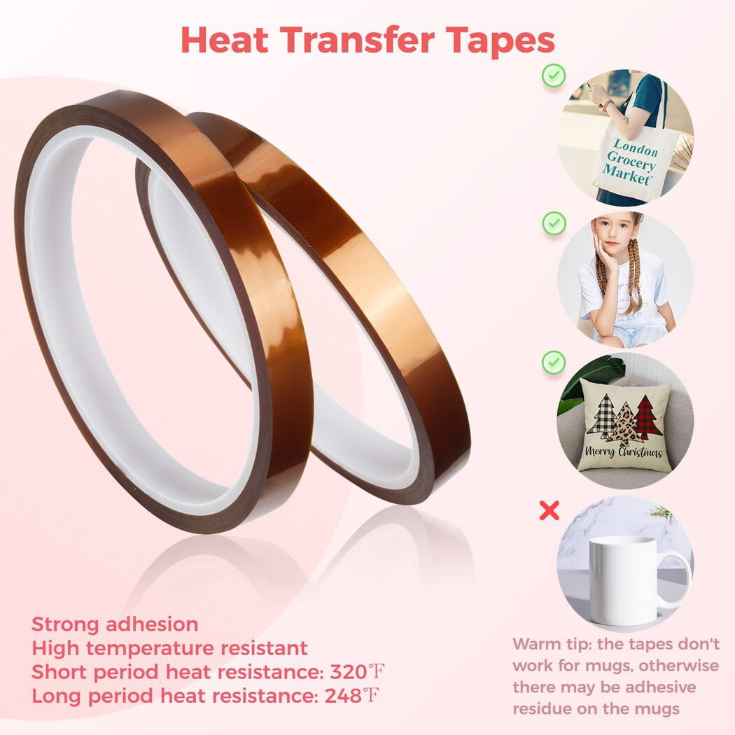 Heat Tape Dispenser Sublimation Kit, Includes 6 Heat-Resistant Tapes, Multi Tape Roll Dispenser, and 2 Heat Protection Gloves, Heat Tape Dispenser and