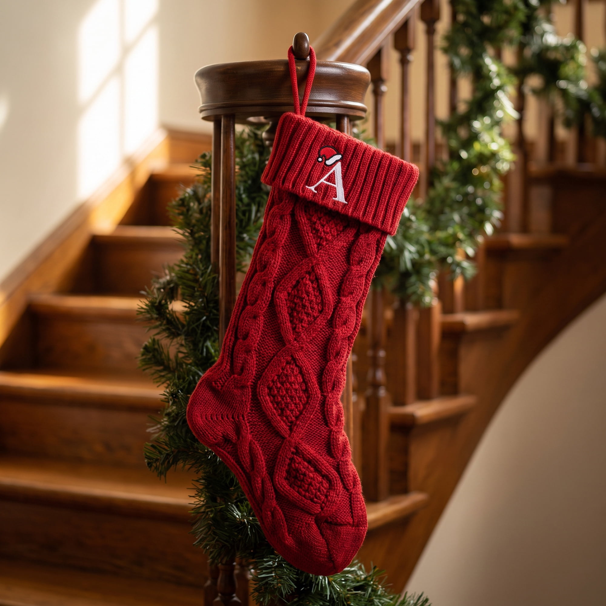 Unique Bargains Canine Bone Christmas Stocking Luxury Puppy Holiday Keepsake Sack Red Letter A 17"