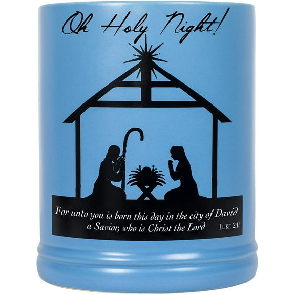 Elanze Designs Christmas Nativity Scene Black Silhouette Stoneware Electric Large Jar Candle Warmer