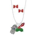 thumbnail image 1 of Delight Jewelry Silvertone Hamsa Hand with Blue Crystal Christmas Kiss Charm Necklace and Stud Earrings, 1 of 4