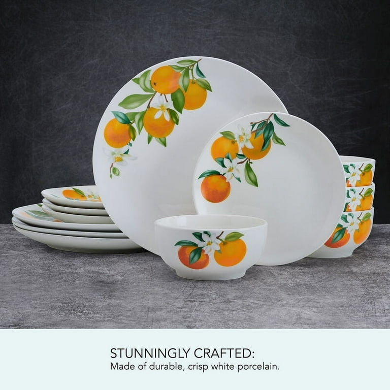 Studio Nova Oranges 12 Piece Porcelain Dinnerware Set White