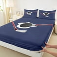 thumbnail image 3 of Manfei Boys Sport Bed Sheets 4pcs, Ice Hockey Printed King Sheets, Navy Blue Red Sheet Set, Luxury Bedroom Decor, 3 of 7