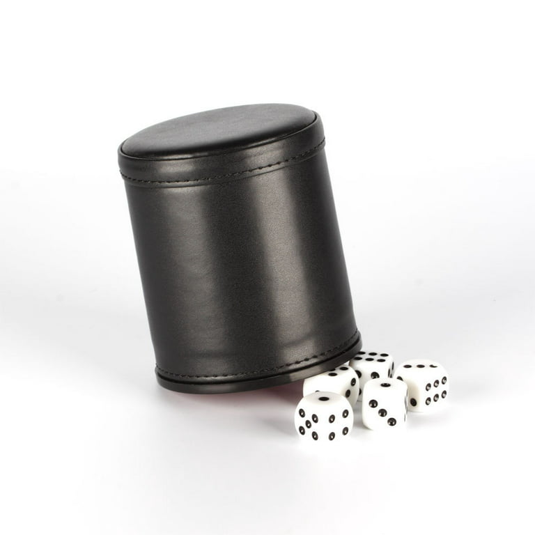 Leather Dice Cup Set Felt Lining Quiet Shaker Dot Dices for Yahtzee Games 
