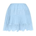 thumbnail image 4 of YUTK Women's Plus Size Stretch Skirt - Ladies' Solid Color Pleated Lace Lined Two-Layer Sexy Skirt Blue L, 4 of 7