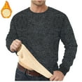 thumbnail image 2 of Sherpa Lined Sweatshirt for Men Crewneck Winter Fall Thermal Undershirt Soft Fleece Warm Round Neck Pullover Dark Gray XXXL, 2 of 5