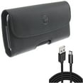 thumbnail image 1 of Case Belt Clip w 10ft USB-C Cable for Samsung Galaxy A73 5G,A13 5G,A03s Phones - Leather Holster Cover Pouch, Type-C Charger Cord Power Wire, 1 of 12