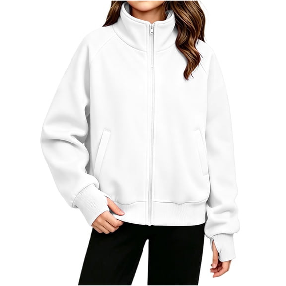 StSilkitty Zip up Jacket for Boys Girls Long Sleeve Stand Collar Sweatshirts with Pockets Fall Winter Casual Fashion Outerwear