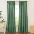 thumbnail image 3 of Olive Green Linen Curtains for Living Room, Rod Pocket & Back Tab Linen Blend Privacy Added Light Filtering Not See Through Window Treatments for Bedroom, W55 x L95, 2 Panels, 3 of 8
